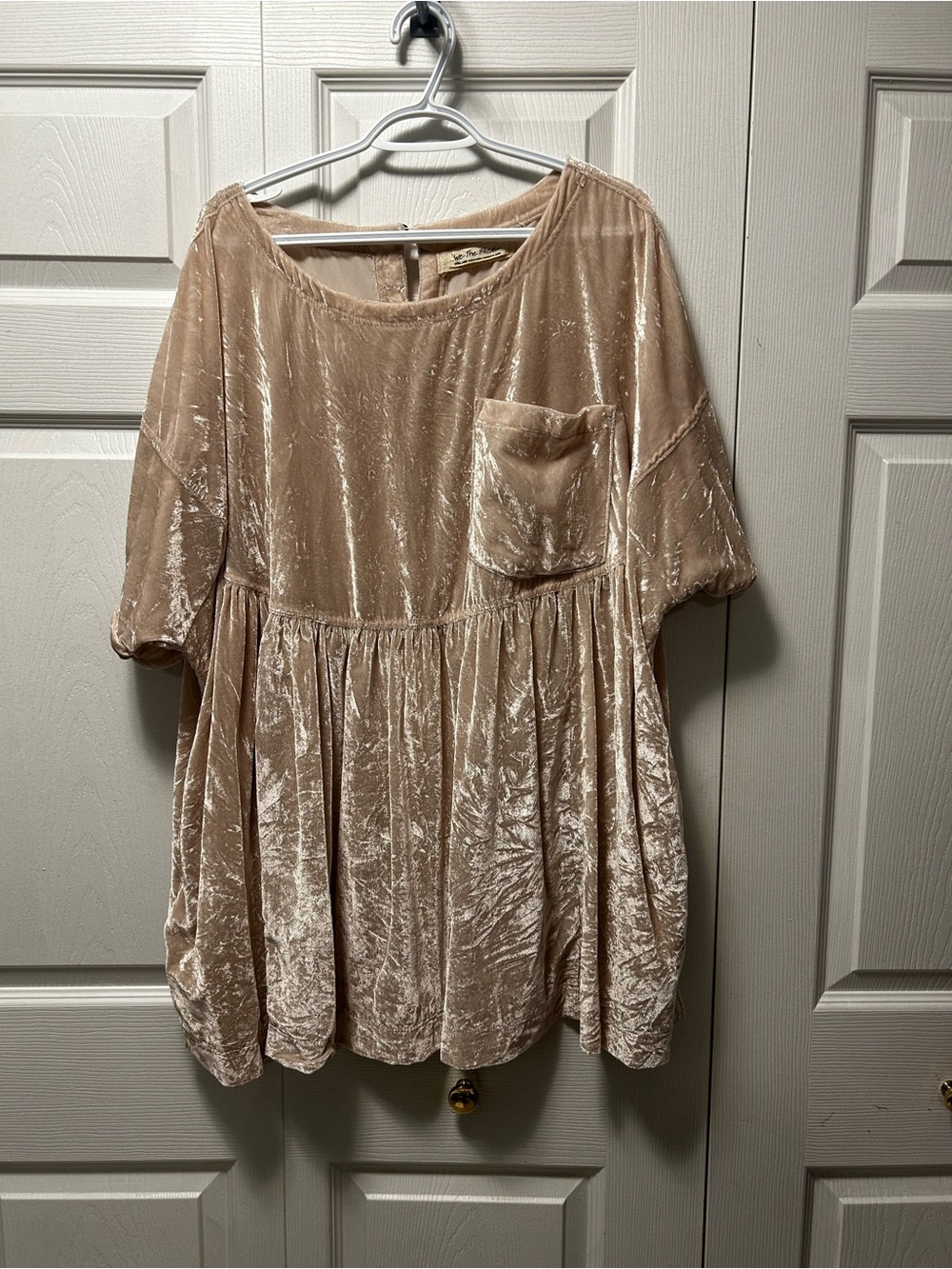 We The Free Crushed Velvet Babydoll Tunic in Blush